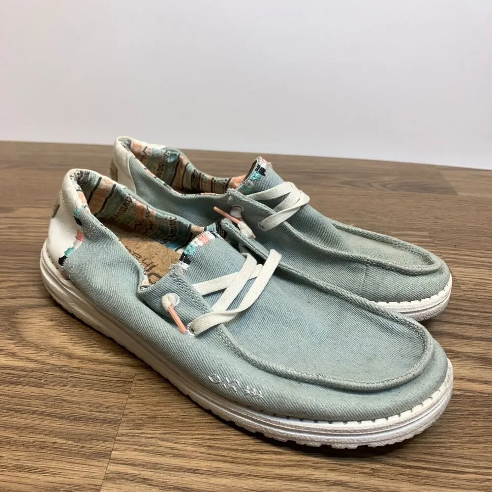 Hey Dude Wendy Boho Light Denim US Women's Size 10 Sneakers